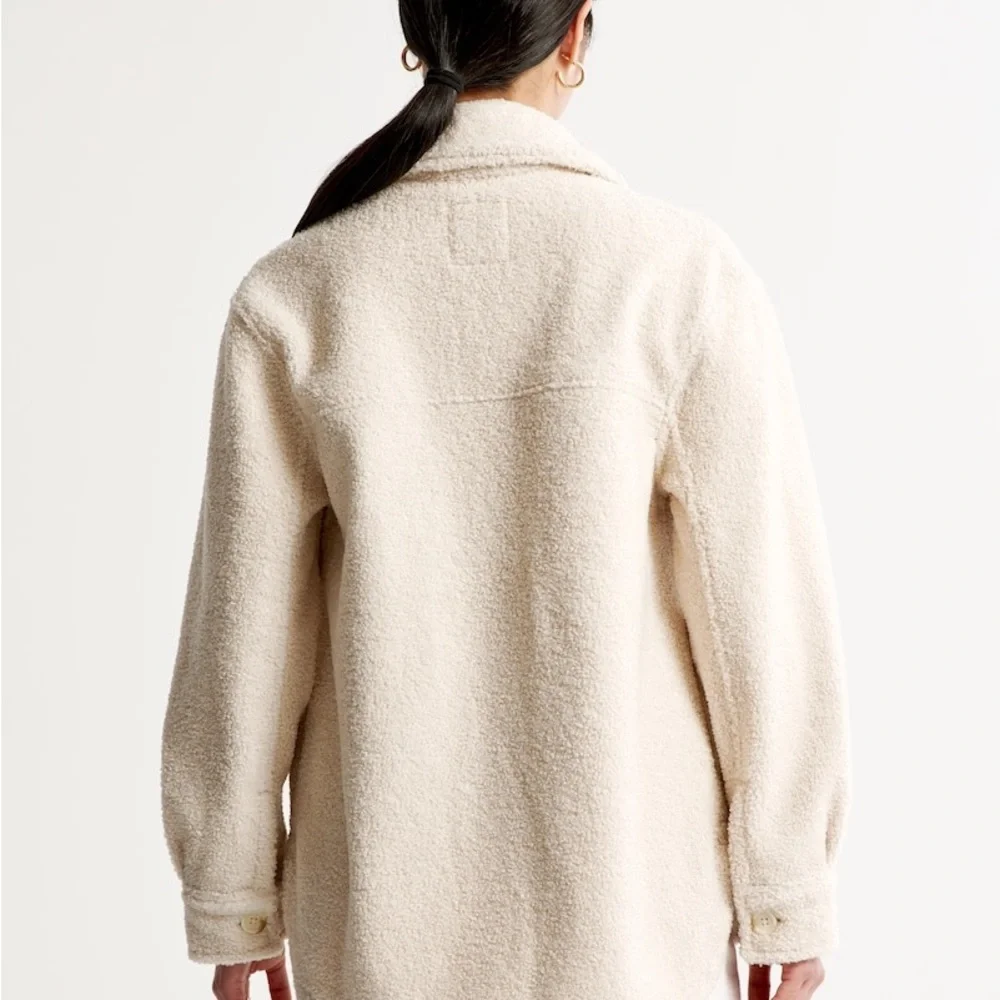 Abercrombie & Fitch Cream Sherpa Shirt Jacket - Picture 5 of 8